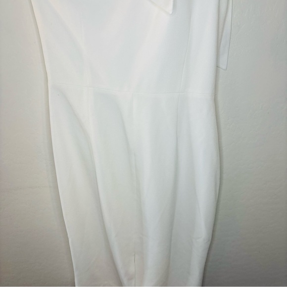 Dress the Population Tiffany one-shoulder midi dress in white crepe fabric - Picture 12 of 12